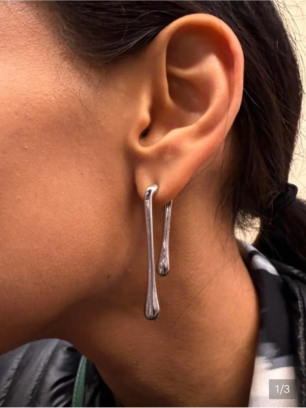 NEW Front Back Earrings Drippy Drop Drip Silver JL25
